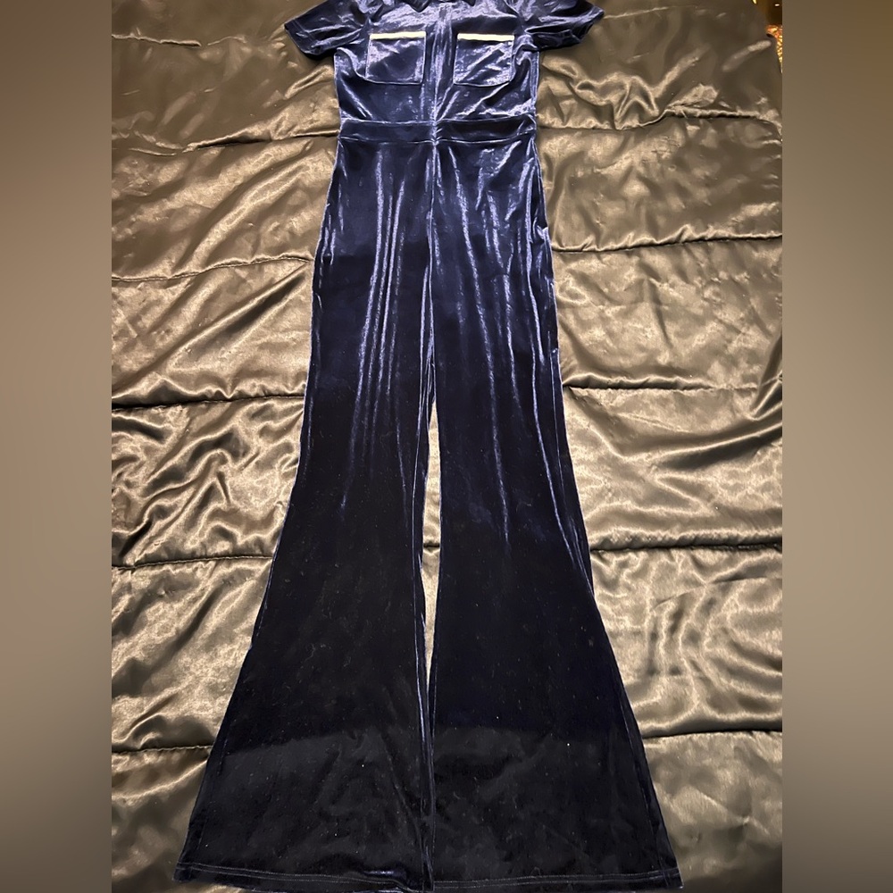 Navy Blue Suede Romper